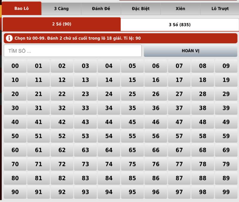 Cách Chơi Số Đề VN88: Hướng Dẫn Chi Tiết Cho Người Mới 3 Bao lô – Cược phổ biến nhất