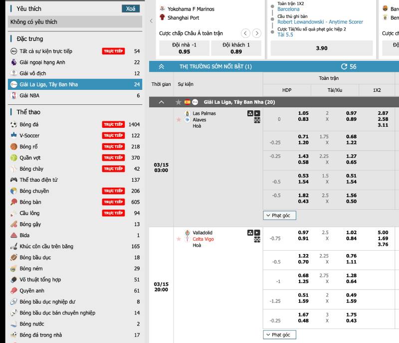 Chọn giải đấu có tỷ lệ ghi bàn ổn định