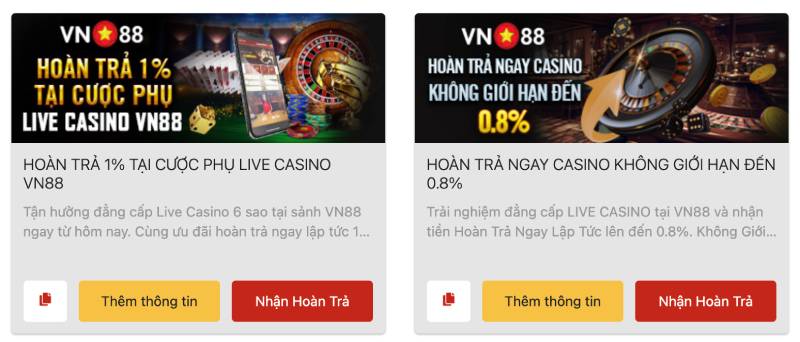 Khuyến Mãi Vn88 – Cập Nhật Ưu Đãi Mới Nhất 2025 4 Hoàn trả Casino