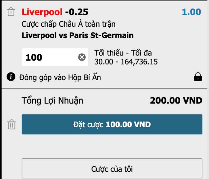 Kèo chấp 0.25 (1/4 trái)