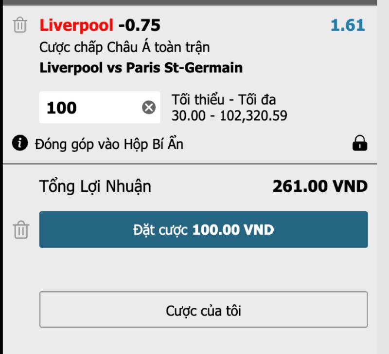 Kèo chấp 0.75 (3/4 trái)