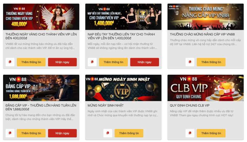 Khuyến Mãi Vn88 – Cập Nhật Ưu Đãi Mới Nhất 2025 6 Khuyến mãi độc quyền dành riêng cho VIP