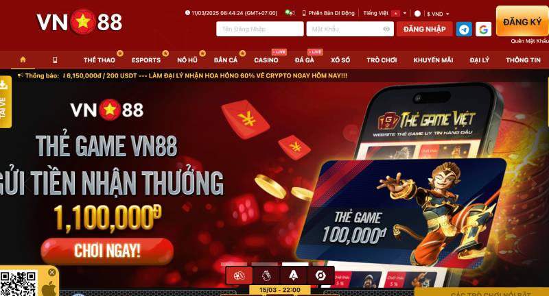 Mở trang đăng ký chính thức của VN88.