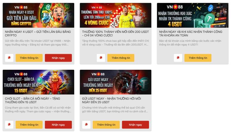 Khuyến Mãi Vn88 – Cập Nhật Ưu Đãi Mới Nhất 2025 3 Nhận thưởng khi nạp tiền bằng USDT